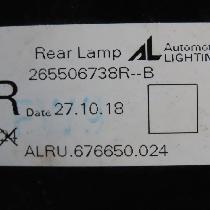 Feu arrière droit occasion RENAULT CAPTUR Phase 1 04-1995->04-1999 0.9i TCE 90ch 265506738R 4