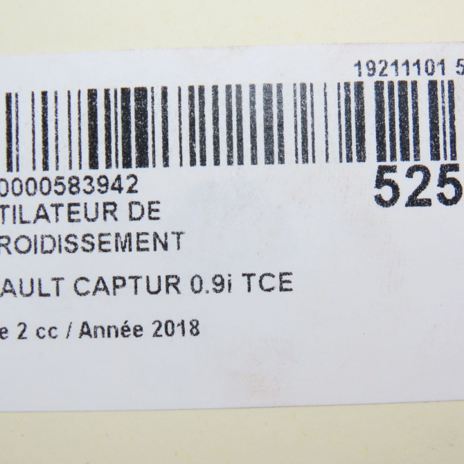 Ventilateur de refroidissement occasion RENAULT CAPTUR Phase 1 04-1995->04-1999 0.9i TCE 90ch 214818664R 6