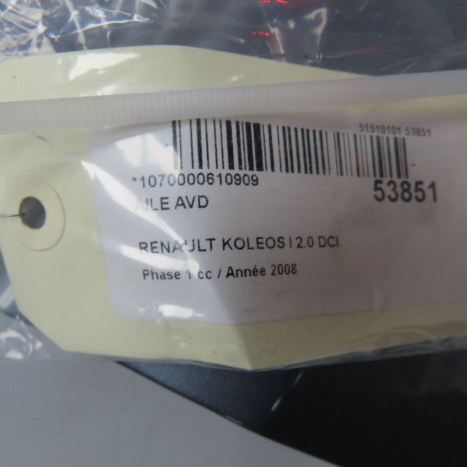Aile avant droite occasion RENAULT KOLEOS I Phase 1 06-2008->12-2011 2.0 DCI 150ch 631004954R 5
