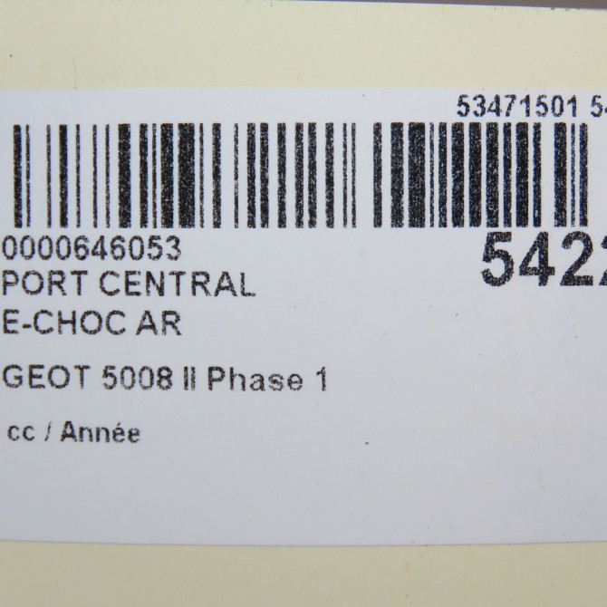 Support central pare-choc ar occasion PEUGEOT 5008 II Phase 1 10-2016->... 9814492680 5