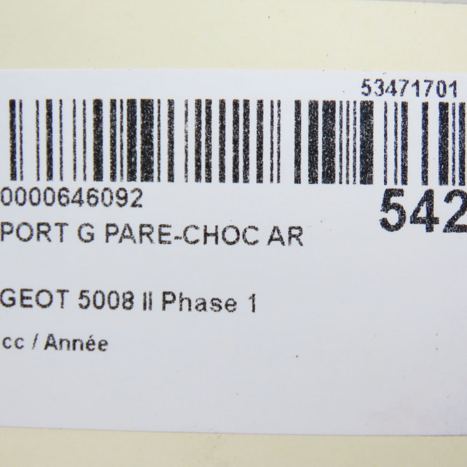 Support g pare-choc ar occasion PEUGEOT 5008 II Phase 1 10-2016->... 9814615880 7