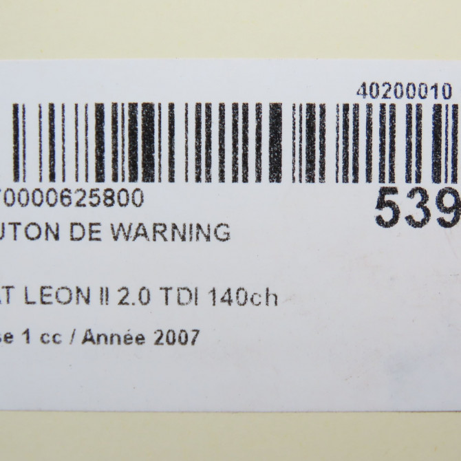 Bouton de warning occasion SEAT LEON II Phase 1 09-2005->05-2009 2.0 TDI 140ch 5P0953235B1MM 5