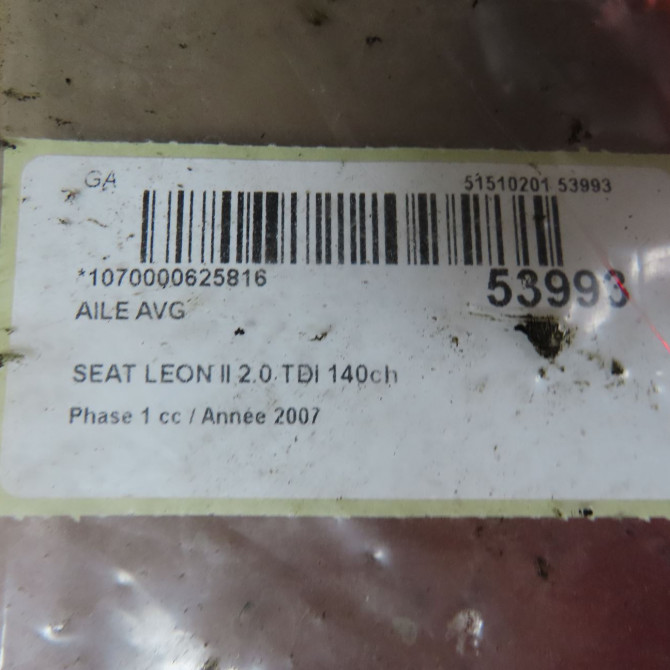 Aile avant gauche occasion SEAT LEON II Phase 1 09-2005->05-2009 2.0 TDI 140ch 1P0821021A 6