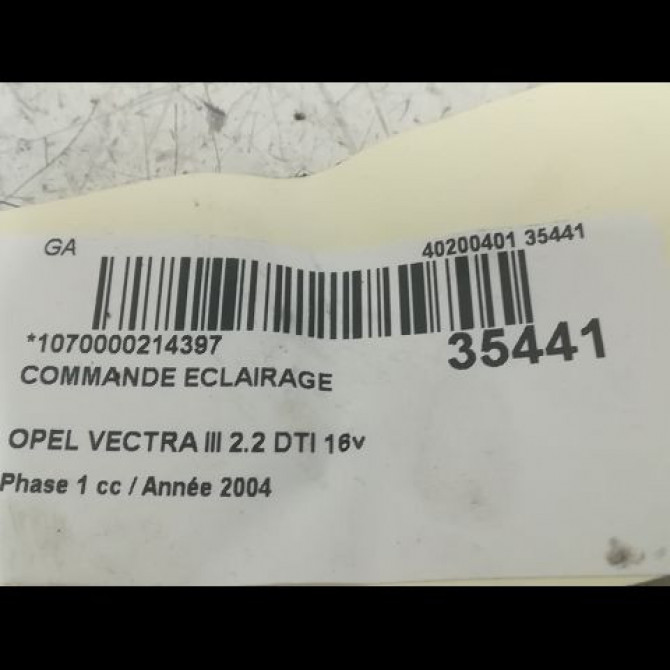 Commande eclairage occasion OPEL VECTRA III Phase 1 06-2002->10-2005 2.2 DTI 16v 125ch 24454627 3