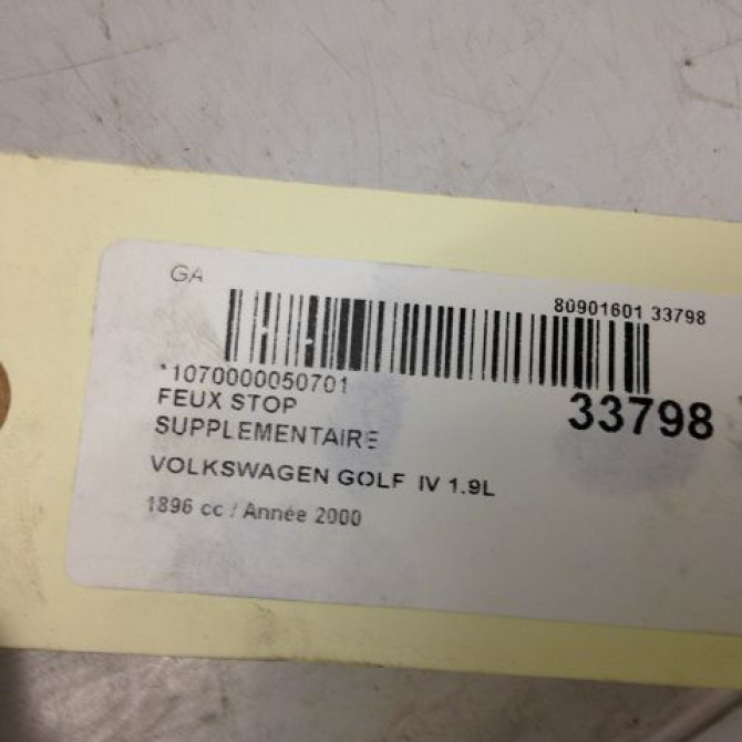 Feux stop supplementaire occasion VOLKSWAGEN GOLF IV GOLF IV Phase 1 1998-01-01->2005-06-30 1.9 TDI 100ch 1J6945131C 3