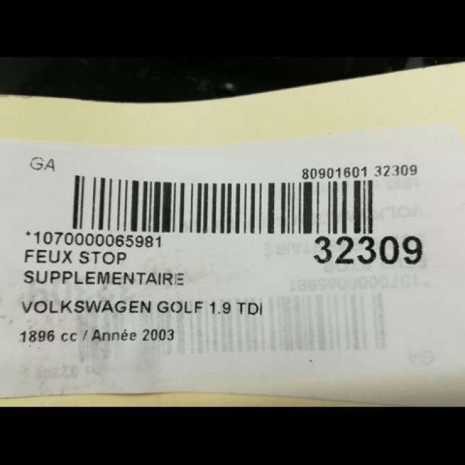 Feux stop supplementaire occasion VOLKSWAGEN GOLF IV GOLF IV Phase 1 1998-01-01->2005-06-30 1.9 TDI 100ch 1J6945131C 4