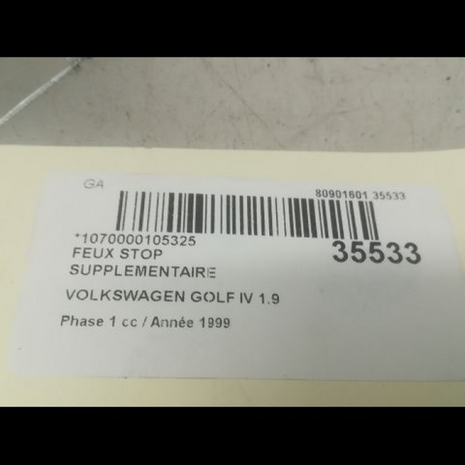 Feux stop supplementaire occasion VOLKSWAGEN GOLF IV GOLF IV Phase 1 1998-01-01->2005-06-30 1.9 TDI 110ch 1J6945131C 3