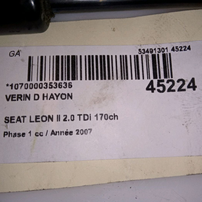 Verin droit hayon occasion SEAT LEON II Phase 1 09-2005->05-2009 2.0 TDi 170ch 1P0827550A 3