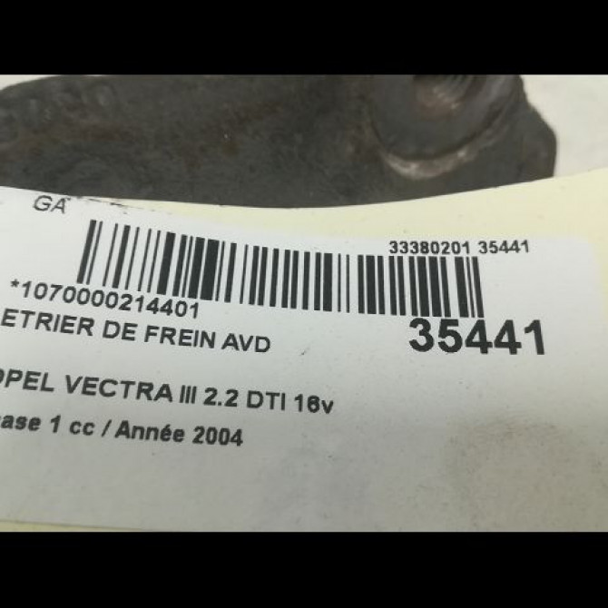 Etrier de frein avant droit occasion OPEL VECTRA III Phase 1 06-2002->10-2005 2.2 DTI 16v 125ch 93188666 3