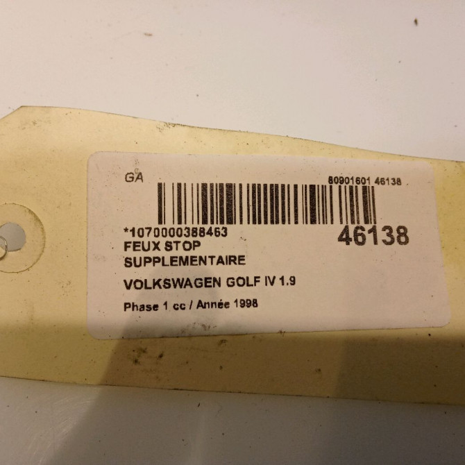 Feux stop supplementaire occasion VOLKSWAGEN GOLF IV GOLF IV Phase 1 1998-01-01->2005-06-30 1.9 TDI 90ch 1J6945131C 4