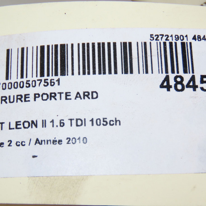 Serrure porte ard occasion SEAT LEON II Phase 2 05-2009->09-2012 1.6 TDI 105ch 1P0839016 5