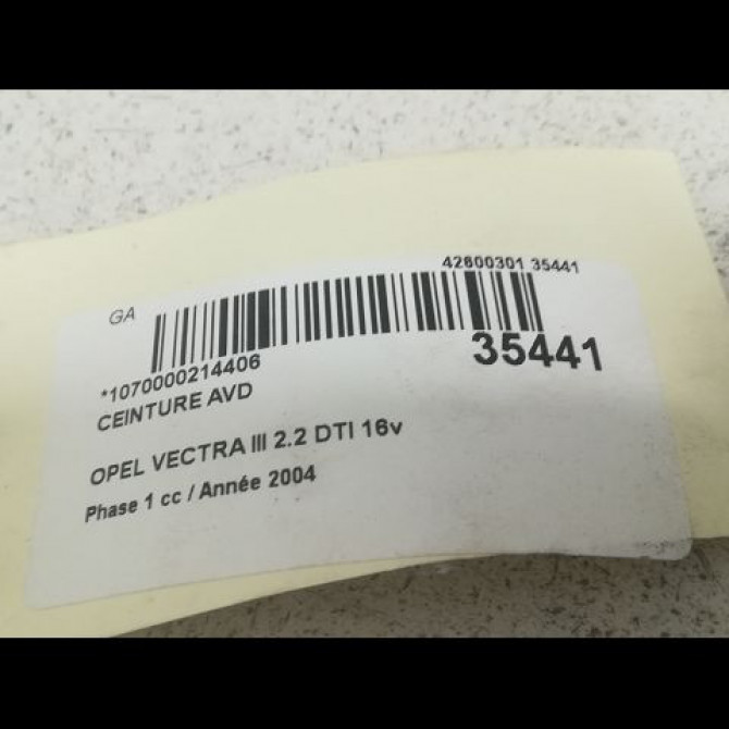 Ceinture avant droite occasion OPEL VECTRA III Phase 1 06-2002->10-2005 2.2 DTI 16v 125ch 13132222 4