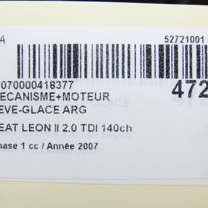 Mecanisme+moteur leve-glace arg occasion SEAT LEON II Phase 1 09-2005->05-2009 2.0 TDI 140ch 1P0839461A 7