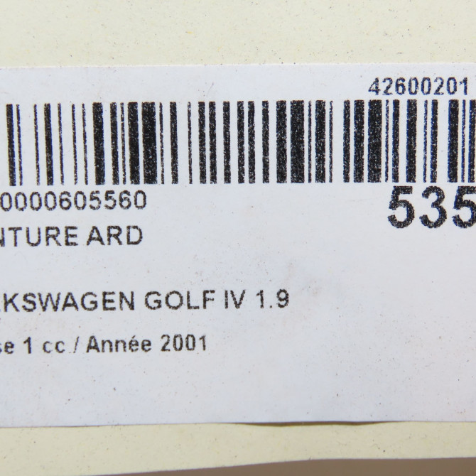 Ceinture arrière droite occasion VOLKSWAGEN GOLF IV GOLF IV Phase 1 1998-01-01->2005-06-30 1.9 TDI 150ch 1J6857806GHCP 5