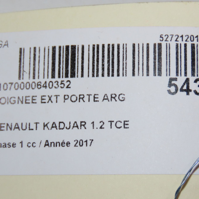 Poignee ext porte arg occasion RENAULT KADJAR Phase 1 06-2015->... 1.2 TCE 130ch 806B04EH0B 4