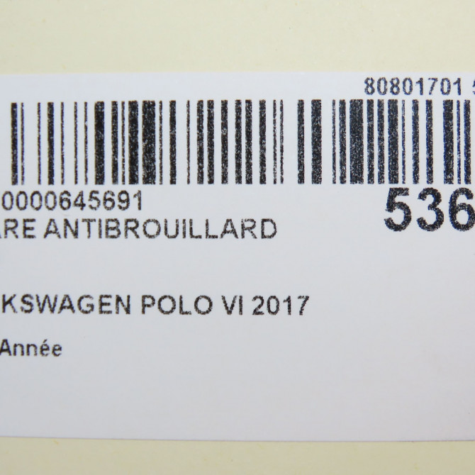 Phare antibrouillard avant droit occasion VOLKSWAGEN POLO VI 6R0941062E 4