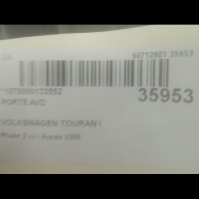 Porte avant droite occasion VOLKSWAGEN TOURAN I Phase 2 11-2006->09-2010 2.0TDi 16v 140ch 1T0831056AB 3