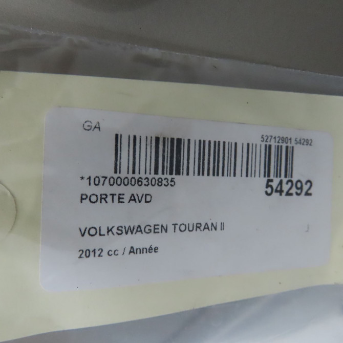 Porte avant droite occasion VOLKSWAGEN TOURAN II Phase 1 09-2010->12-2015 1T0831056AB 6
