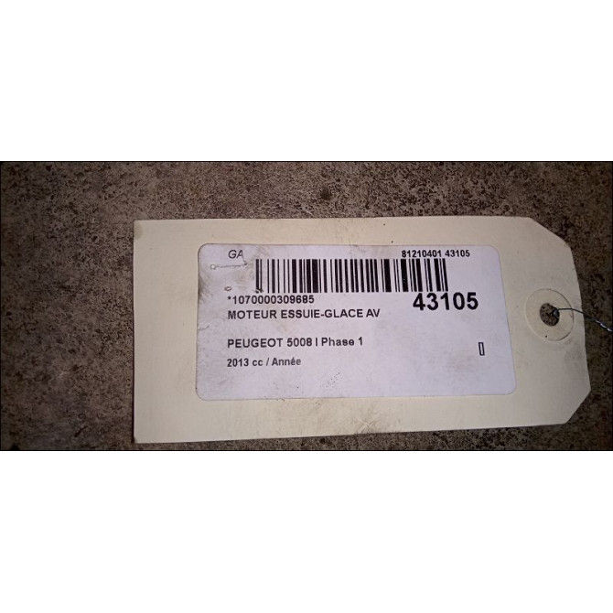 Moteur essuie-glace avant occasion PEUGEOT 5008 I Phase 1 11-2009->12-2013 6405PZ 3