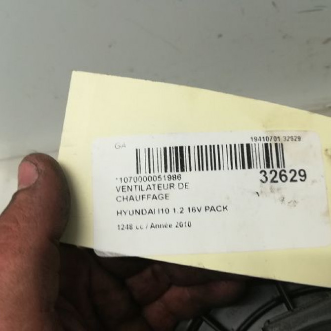 Ventilateur de chauffage occasion HYUNDAI I 10 I Phase 1 03-2008->12-2010 1.2i 971130X000 4