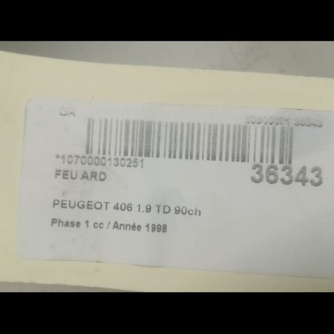 Feu arrière droit occasion PEUGEOT 406 Phase 1 10-1995->04-1999 1.9 TD 90ch 6351E8 3