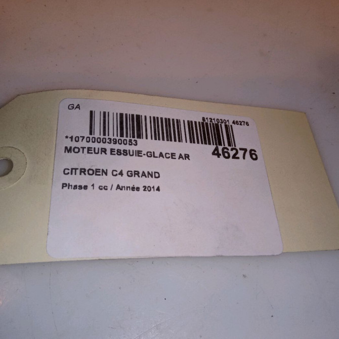 Moteur essuie-glace arrière occasion CITROEN C4 GRAND PICASSO II Phase 1 04-2013->... 1.6 e-HDi 115ch 9819523180 4