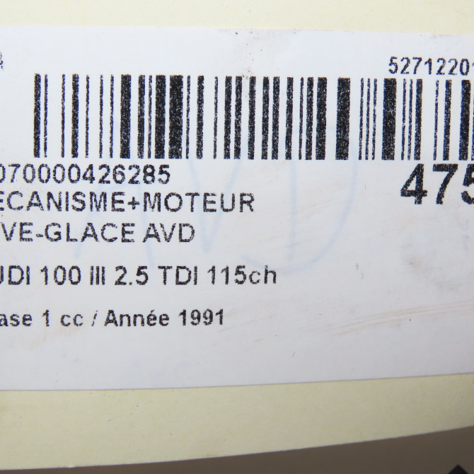 Mecanisme + moteur lève-glace avant droit occasion AUDI 100 III Phase 1 01-1991->06-1994 2.5 TDI 115ch 7