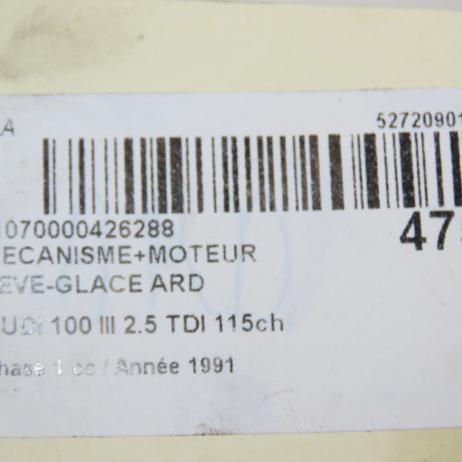 Mecanisme+moteur leve-glace ard occasion AUDI 100 III Phase 1 01-1991->06-1994 2.5 TDI 115ch 8