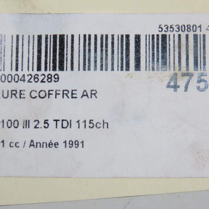 Serrure coffre arrière occasion AUDI 100 III Phase 1 01-1991->06-1994 2.5 TDI 115ch 5