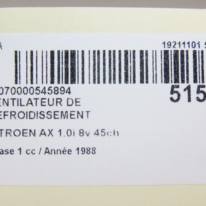 Ventilateur de refroidissement occasion CITROEN AX Phase 1 01-1987->06-1991 1.0i 8v 45ch 125350 5