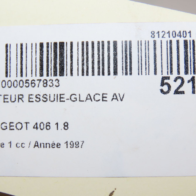 Moteur essuie-glace avant occasion PEUGEOT 406 Phase 1 10-1995->04-1999 1.8 6405A8 6