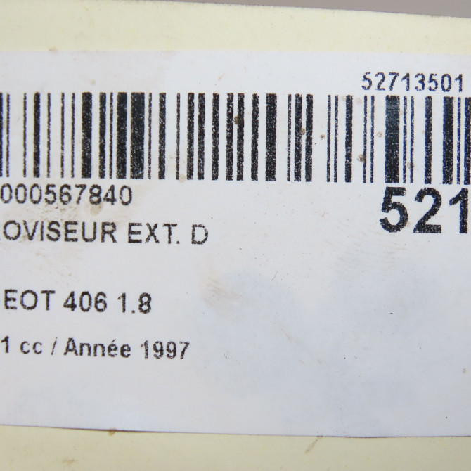 Retroviseur exterieur manuel droit occasion PEUGEOT 406 Phase 1 10-1995->04-1999 1.8 8149V7 5