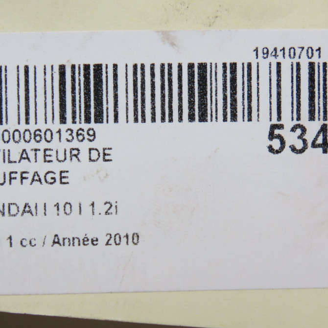Ventilateur de chauffage occasion HYUNDAI I 10 I Phase 1 03-2008->12-2010 1.2i 971130X000 7