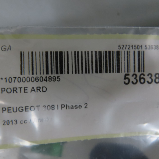 Porte arrière droite occasion PEUGEOT 308 I Phase 2 04-2011->11-2013 9008W9 5