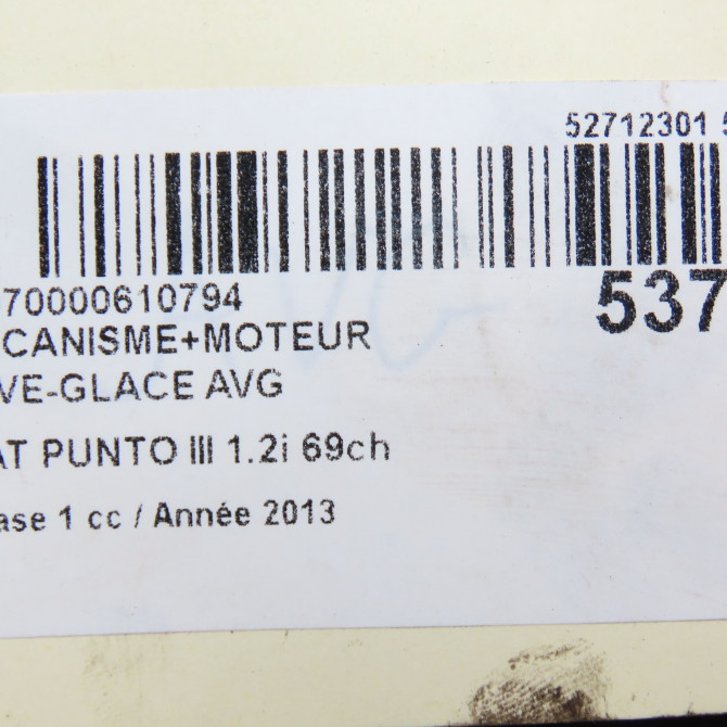 Mecanisme+moteur leve-glace avg occasion FIAT PUNTO III Phase 1 01-2012->... 1.2i 69ch 52055487 6