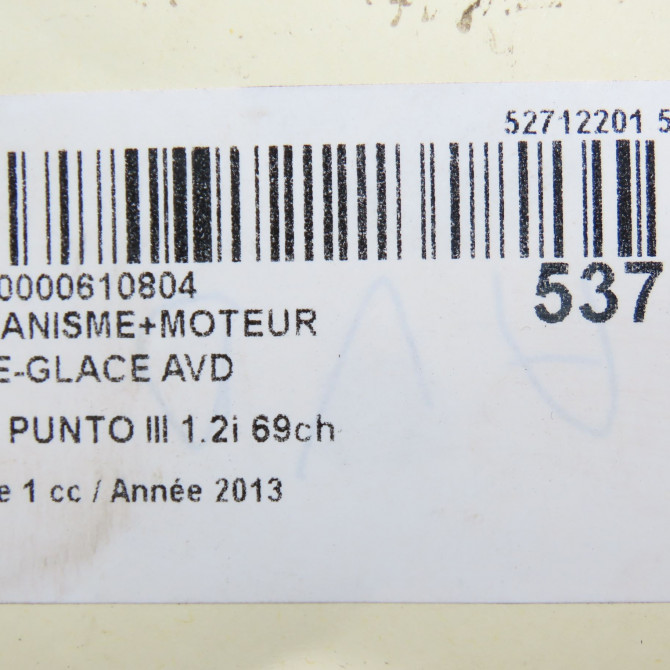 Mecanisme + moteur lève-glace avant droit occasion FIAT PUNTO III Phase 1 01-2012->... 1.2i 69ch 52055486 6