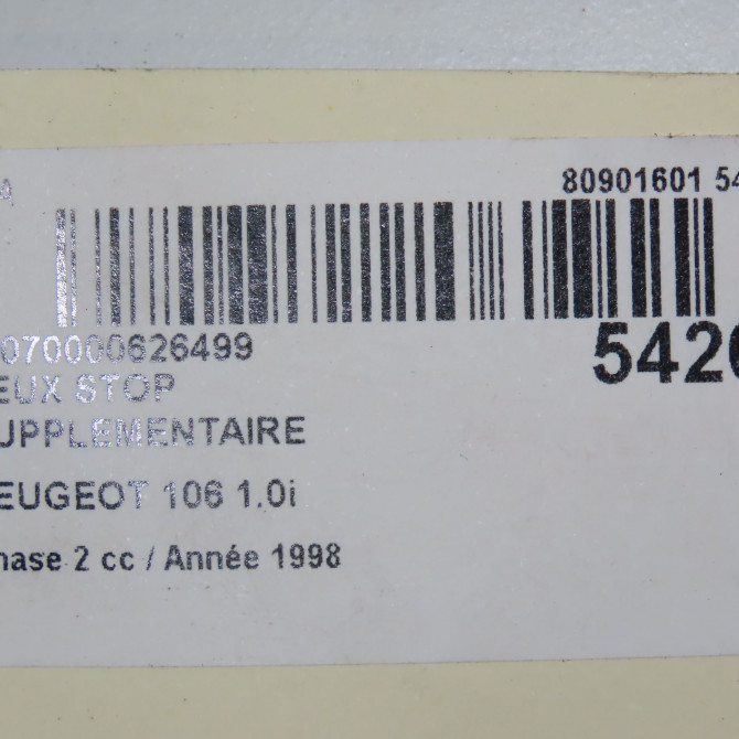 Feux stop supplementaire occasion PEUGEOT 106 Phase 2 04-1996->09-2003 1.0i 6350G5 5