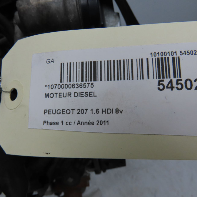 Moteur diesel occasion PEUGEOT 207 Phase 1 04-2006->06-2013 1.6 HDI 8v 92ch 135SW 6