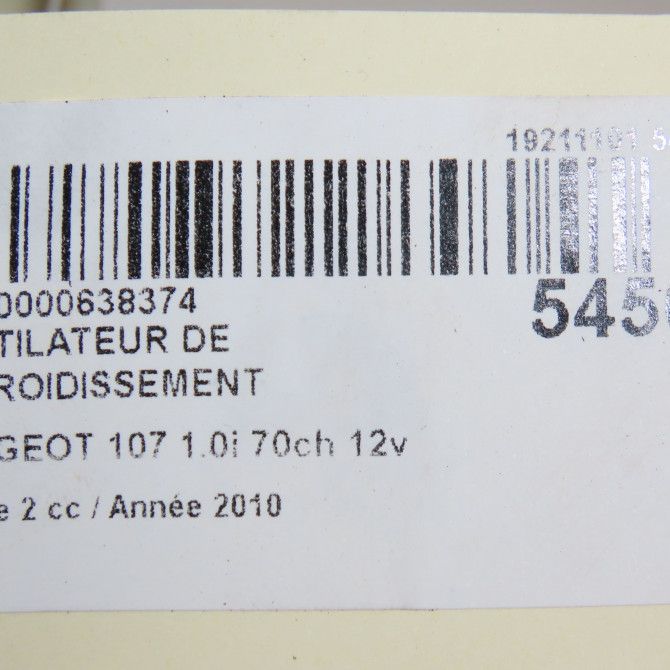 Ventilateur de refroidissement occasion PEUGEOT 107 Phase 2 01-2009->01-2012 1.0i 70ch 12v 1253G9 5