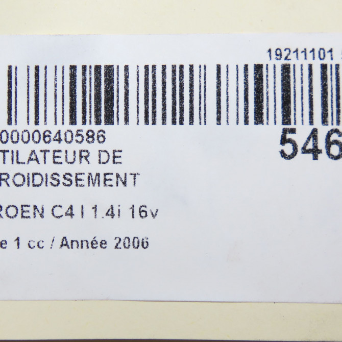 Ventilateur de refroidissement occasion CITROEN C4 I Phase 1 11-2004->07-2008 1.4i 16v 1253A9 5