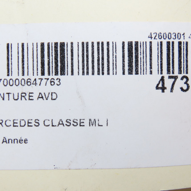 Ceinture avant droite occasion MERCEDES CLASSE ML I 6
