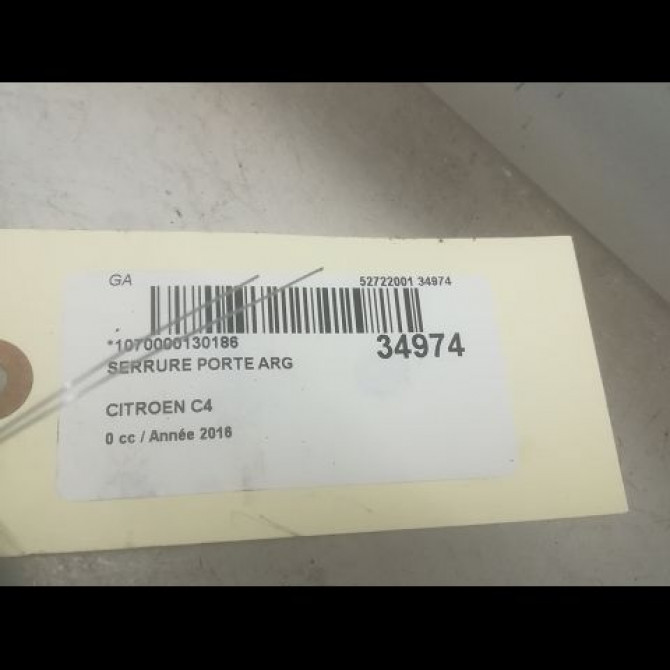 Serrure porte arg occasion CITROEN C4 PICASSO II Phase 1 04-2013->... 2.0 BlueHDi 150ch 9826136980 3