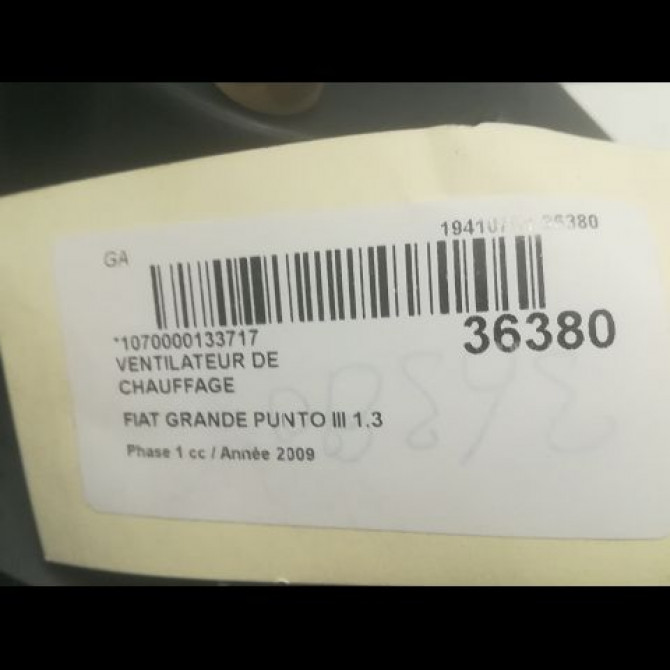 Ventilateur de chauffage occasion FIAT GRANDE PUNTO III Phase 1 09-2005->12-2013 1.3 DT MULTIJET 16v 75ch 77364953 3