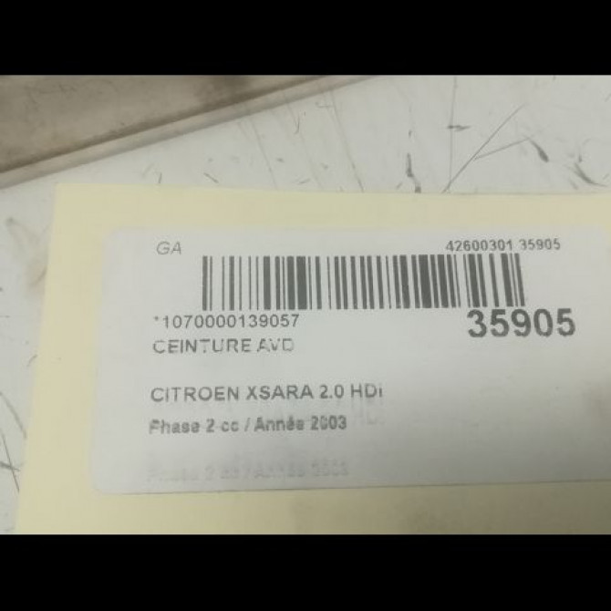 Ceinture avant droite occasion CITROEN XSARA Phase 2 09-2000->12-2005 2.0 HDi 90ch 8973NC 4