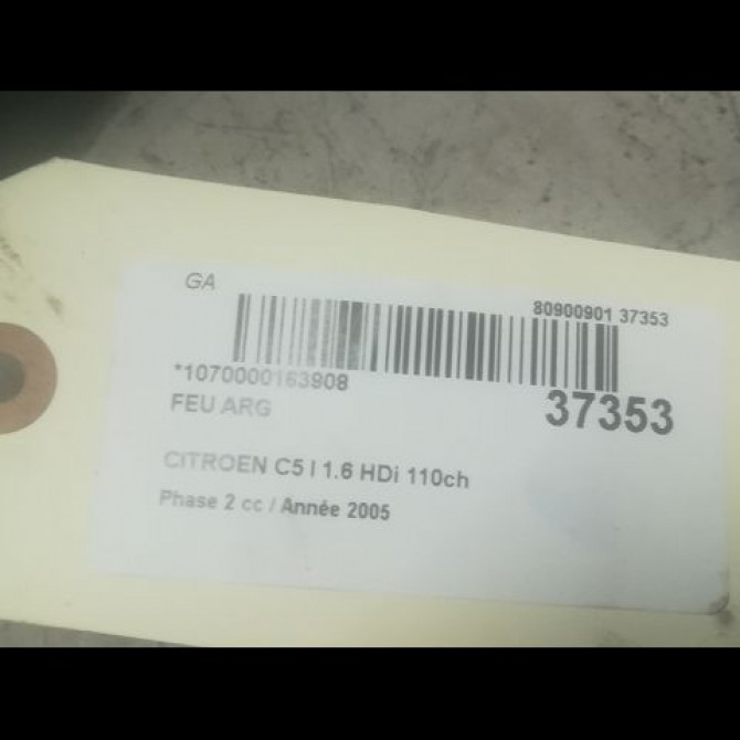 Feu arrière gauche occasion CITROEN C5 I Phase 2 09-2004->06-2008 1.6 HDi 110ch 6350V3 3