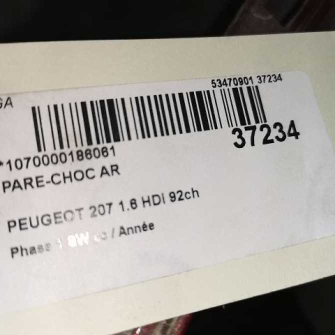 Pare-choc arrière occasion PEUGEOT 207 Phase 1 SW 07-2007->03-2013 1.6 HDi 92ch 7410EH 4