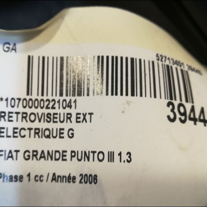 Retroviseur exterieur electrique gauche occasion FIAT GRANDE PUNTO III Phase 1 09-2005->12-2013 1.3 D MULTIJET 16v 75ch 735596879 3
