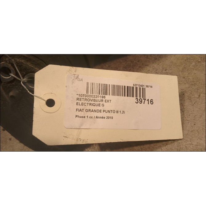 Retroviseur exterieur electrique gauche occasion FIAT GRANDE PUNTO III Phase 1 09-2005->12-2013 1.2i 65ch 735596879 3