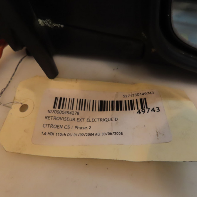 Retroviseur exterieur electrique droit occasion CITROEN C5 I Phase 2 09-2004->06-2008 1.6 HDi 110ch 8149WG 5