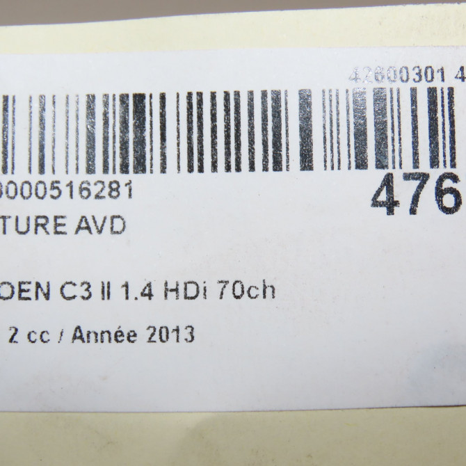 Ceinture avant droite occasion CITROEN C3 II Phase 2 03-2013->12-2016 1.4 HDi 70ch 98030365XX 6